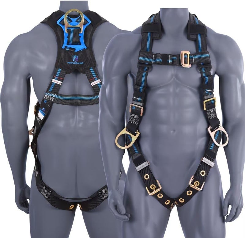 FHFallArrest Safety Harness Fall Protection,Fall Arrest Roofing Harness Safety Kit For Work Approved OSHA ANSI（M/L） - Image 1